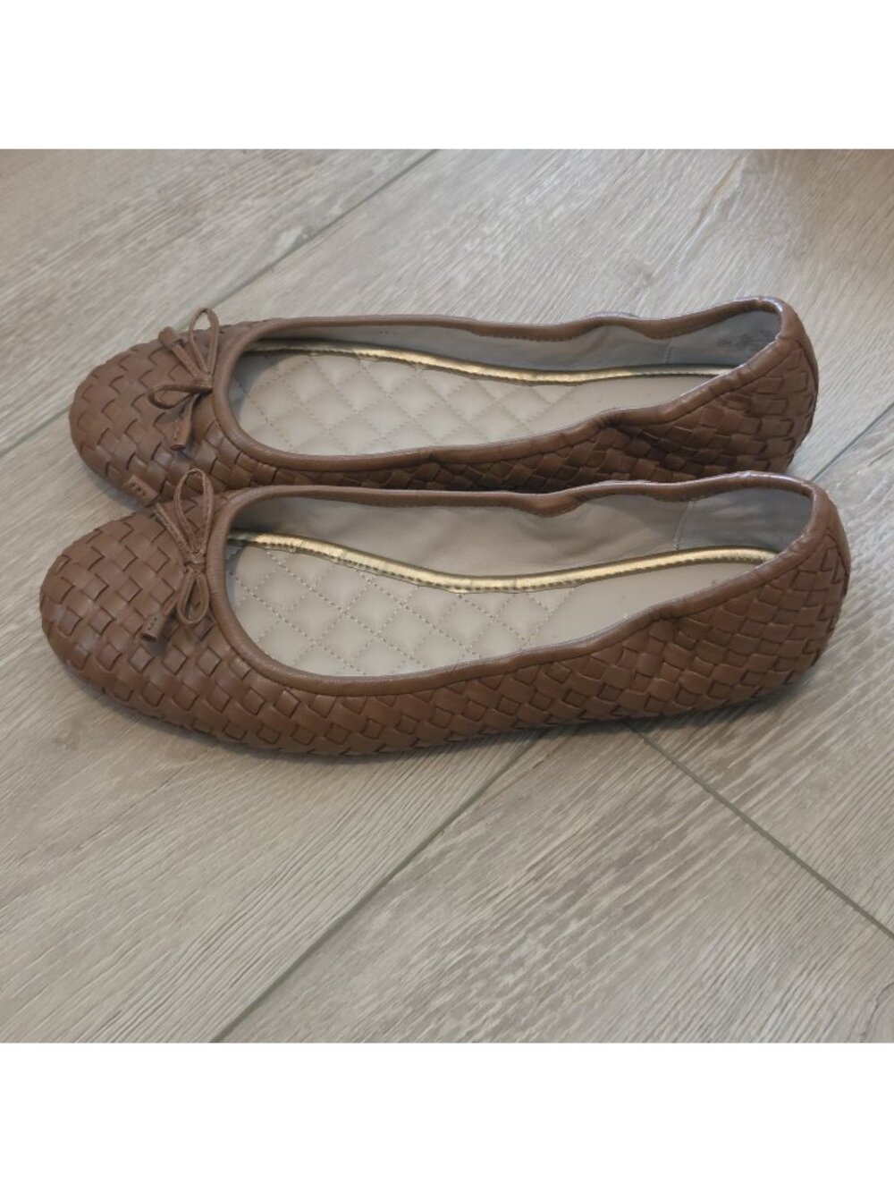 J.Mclaughlin Mercer Brown Woven Leather Ballet Flats 8.5 Womens Shoes